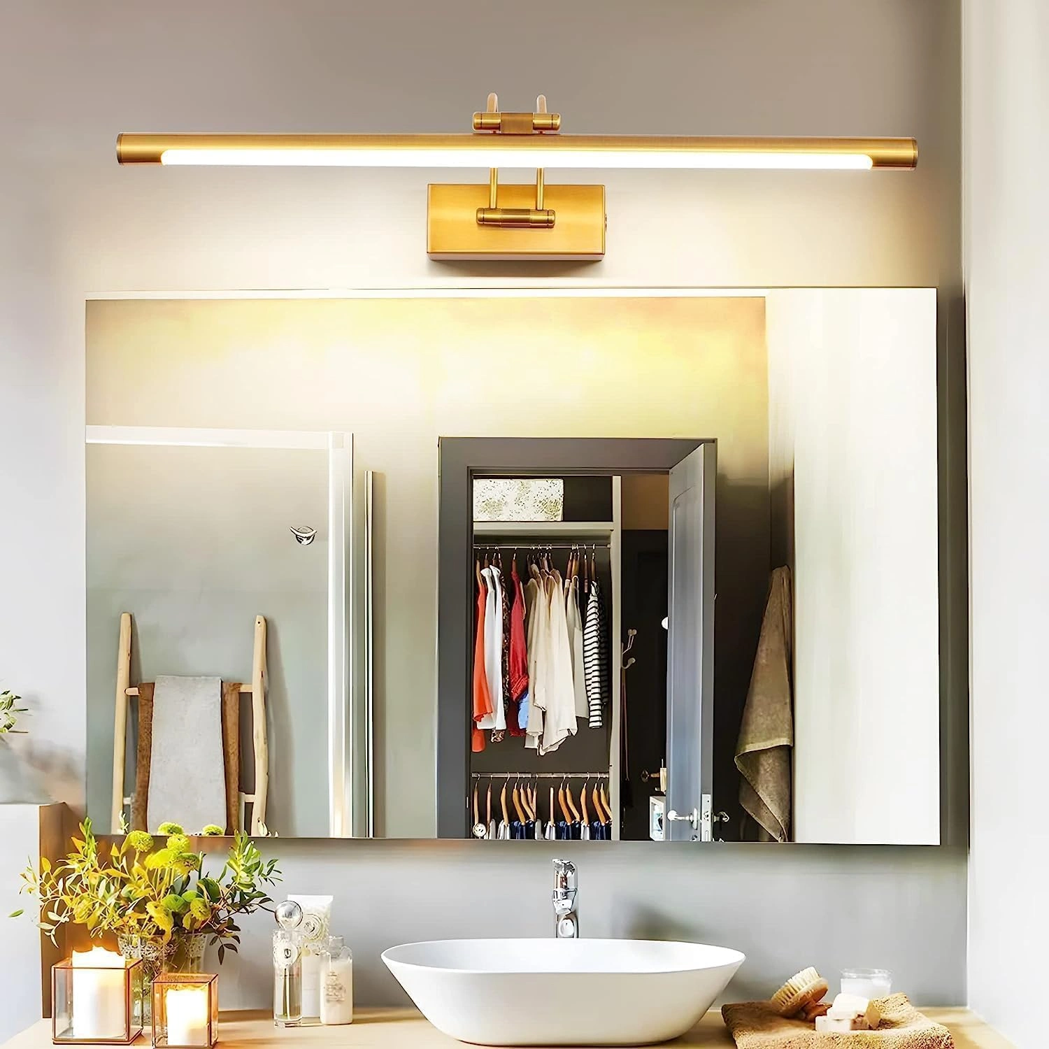 Gold Bathroom Light Fixtures Over Mirror 20W 180° Rotatable Dimmable Vanity Light Bar, Brushed Gold Bathroom Vanity Lights Above Mirror 2006-L-Elsewedy - Image 5