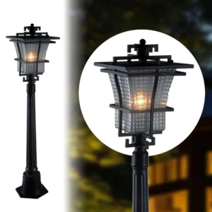ELSEWEDY Bollard Garden Light IP44 E27 2039-1F0.75M – Waterproof & Rustproof Outdoor Lawn Light | Traditional Art Aluminum & Glass Bollard for Garden, Landscape & Street Lighting | 220V, W24 x H110 cm