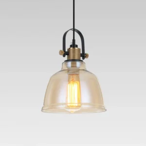 Kitchen Island Pendant Light Fixtures 3000K LED Amber Modern Ceiling Hanging Lighting Amber Glass Shade Nordic Style Adjustable Pendant Lamp for Dining Room Bedroom Hallway 2109/1-ELSEWEDY