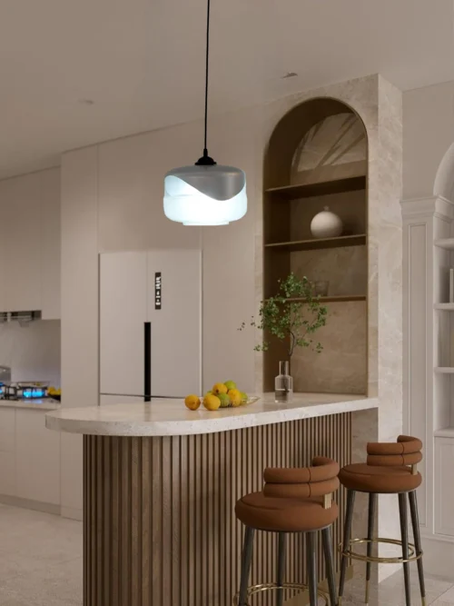 Modern Pendant Light Fixtures, Industrial Hanging Ceiling Lamp with Clear Glass Shade, Farmhouse Pendant Lighting for Kitchen Island Decor Living Room Hallway Bedroom Dining Hall Bar 2111/1-ELSEWEDY - Image 4