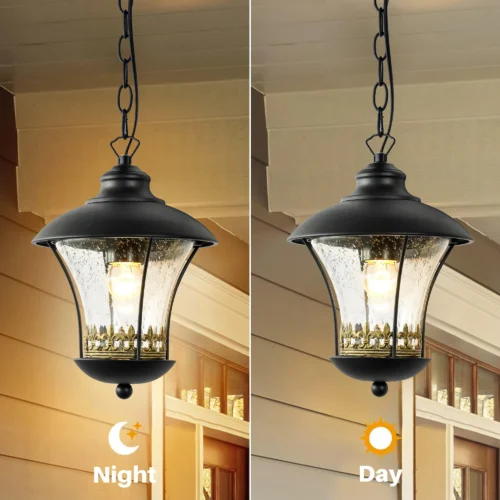 Outdoor E27 Pendant Light, Outdoor Hanging Lights in Black Finish with Bubble Glass Design, Waterproof Exterior Hanging Lantern Outdoor Chandelier for Gazebo, Porch, Patio, Hallway, Entryway 2218-1H-ELSEWEDY - Image 3