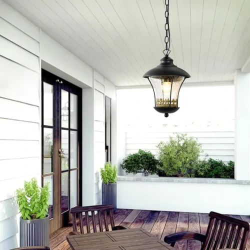Outdoor E27 Pendant Light, Outdoor Hanging Lights in Black Finish with Bubble Glass Design, Waterproof Exterior Hanging Lantern Outdoor Chandelier for Gazebo, Porch, Patio, Hallway, Entryway 2218-1H-ELSEWEDY - Image 6