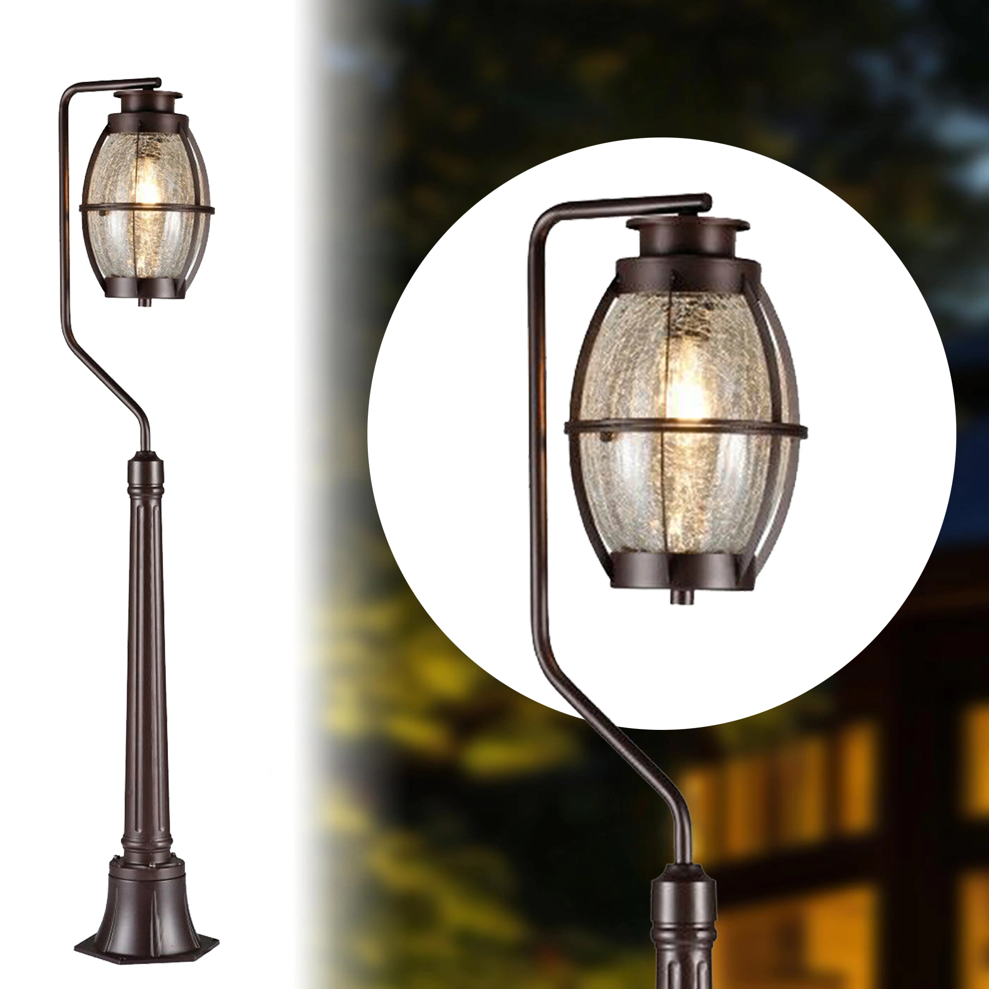 ELSEWEDY Bollard Garden Light IP44 E27 2229-1FT, Outdoor Waterproof Rustproof Lawn Lamp, Aluminum Glass, Retro Pillar Light for Garden Landscape Pathway Yard, E27 Base, 110V-240V