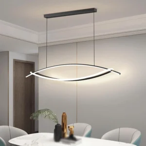 Modern LED Chandelier, Arch Black Chandelier, Adjustable Height Luxury Led Pendant Light for High Ceiling Living Room, Bedroom, Dining Room, Kitchen Island 24021-BL-ELSEWEDY