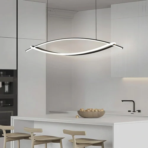 Modern LED Chandelier, Arch Black Chandelier, Adjustable Height Luxury Led Pendant Light for High Ceiling Living Room, Bedroom, Dining Room, Kitchen Island 24021-BL-ELSEWEDY - Image 4