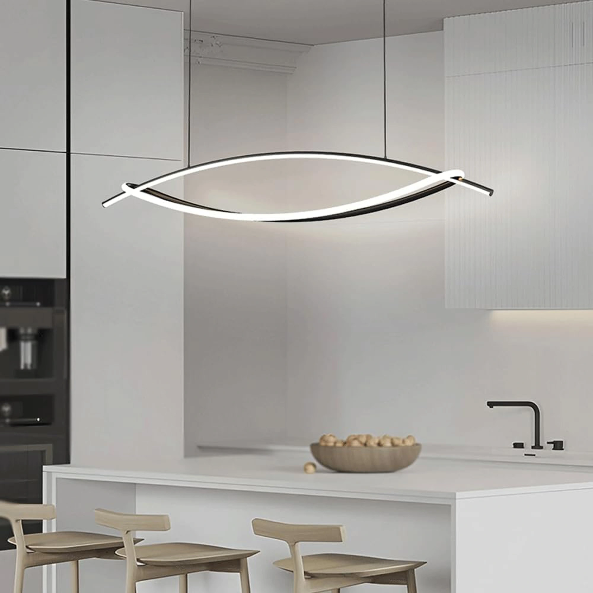 Modern LED Chandelier, Arch Black Chandelier, Adjustable Height Luxury Led Pendant Light for High Ceiling Living Room, Bedroom, Dining Room, Kitchen Island 24021-BL-ELSEWEDY - Image 4