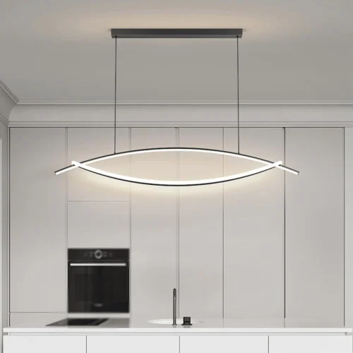 Modern LED Chandelier, Arch Black Chandelier, Adjustable Height Luxury Led Pendant Light for High Ceiling Living Room, Bedroom, Dining Room, Kitchen Island 24021-BL-ELSEWEDY - Image 5