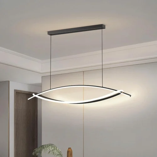 Modern LED Chandelier, Arch Black Chandelier, Adjustable Height Luxury Led Pendant Light for High Ceiling Living Room, Bedroom, Dining Room, Kitchen Island 24021-BL-ELSEWEDY - Image 2