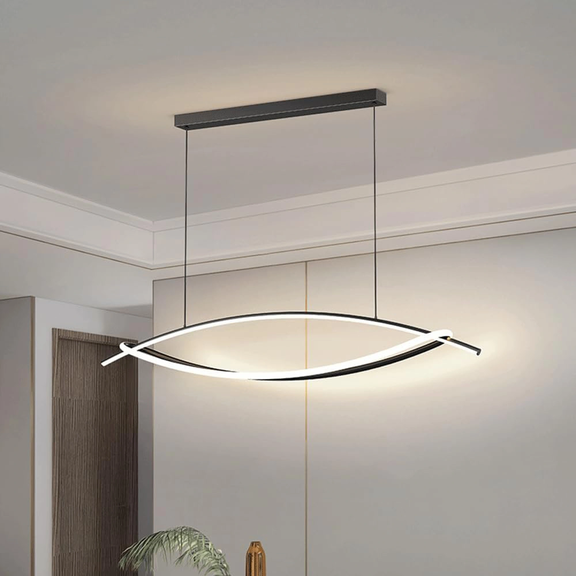 Modern LED Chandelier, Arch Black Chandelier, Adjustable Height Luxury Led Pendant Light for High Ceiling Living Room, Bedroom, Dining Room, Kitchen Island 24021-BL-ELSEWEDY - Image 2