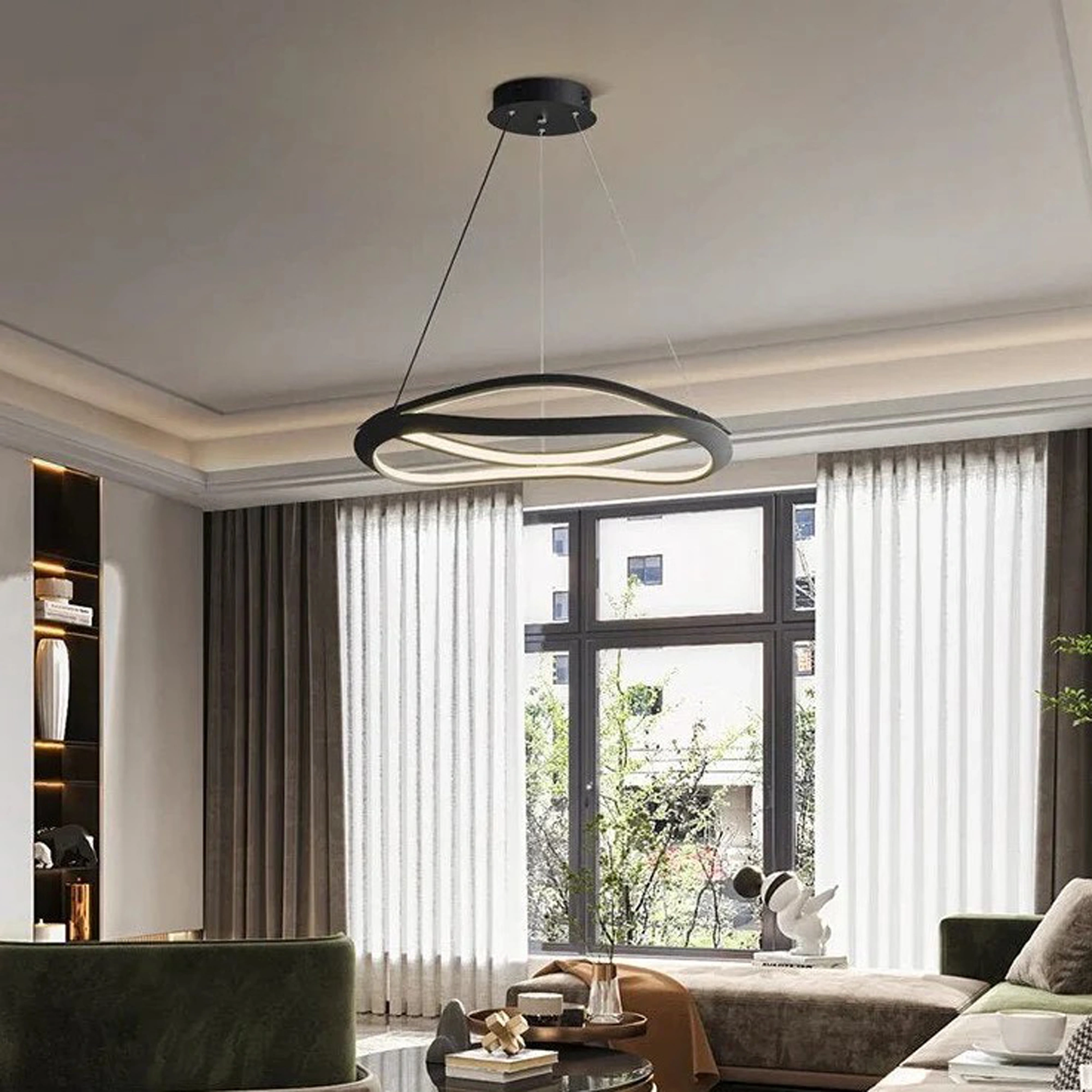 LED Pendant Light Dining Table Pendant Light Modern Pendant Light Adjustable Pendant Light Black Color Pendant Light Dining Room Kitchen, Living Room, Office Lamp 24022-800-BK-ELSEWEDY - Image 4