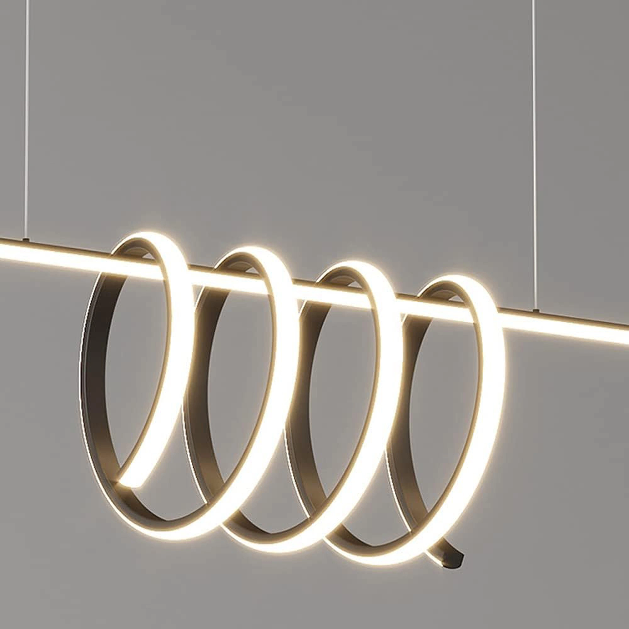 Hanging Lamp , Nordic Metal Strip Pendant Light Modern Home Dining Table Chandelier LED Tricolor Dimmable Ceiling Hanging Lamp Simplicity Office Cafe Decor Suspended Light Fixture - Image 8