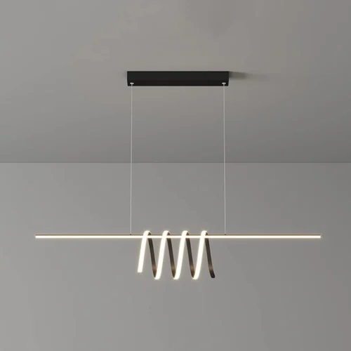Hanging Lamp , Nordic Metal Strip Pendant Light Modern Home Dining Table Chandelier LED Tricolor Dimmable Ceiling Hanging Lamp Simplicity Office Cafe Decor Suspended Light Fixture - Image 10