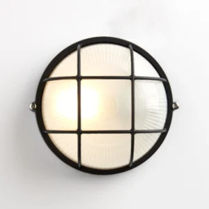 Round Bulkhead Light E27 Lamp – Nautical Aluminum Wall Sconce, IP54 Waterproof Outdoor & Indoor Wall Light – Retro Industrial Design for Garden, Shed, Workshop, Patio & Garage – Egylux 3011SB-EGX