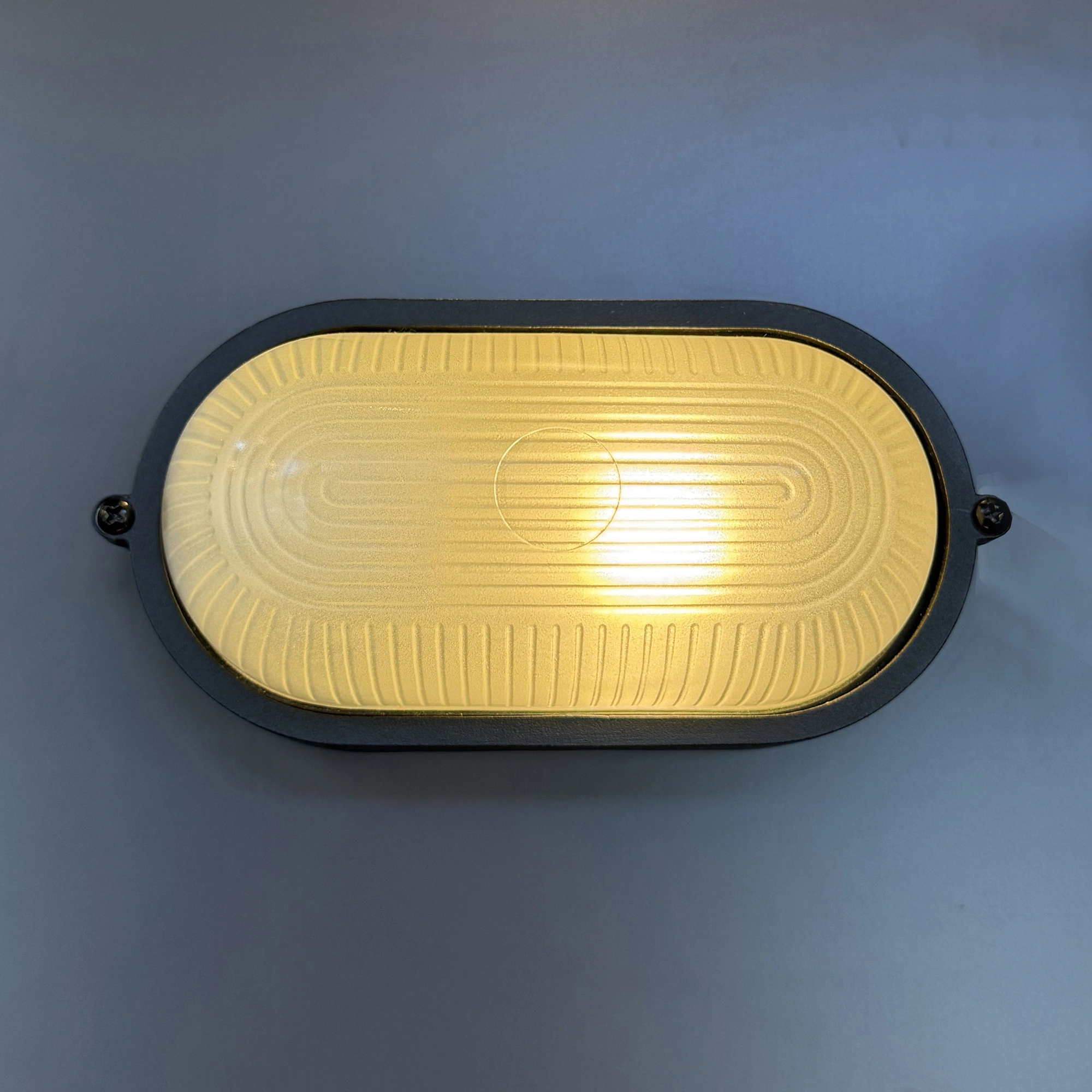 Waterproof Grid Oval Round Bulkhead Ceiling LED Light – Flush Mount Surface Light for Wall or Ceiling | Nautical Black Lamp E27 | IP54 Rated | Egylux 3022B-EGX - Image 4