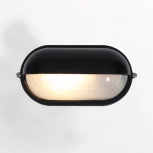 Egylux 3023B-EGX Oval Eyelid Bulkhead Light – Black Weatherproof Outdoor Wall Ceiling Light IP44 | E27 Bulb Holder (Not Included) | Ideal Garden, Patio, Porch, Driveway, Balcony, Garage, Door Lighting