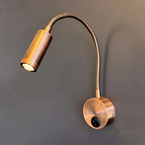 Bedside Reading Wall Light, AC85-265V LED Flexible Gooseneck Reading Study Bed Lamp OFF/ON Switch Bedroom, Living Room, Study Room(3000K Warm White-3W) Red Bronze Elsewedy 40-01C-SPOTLIGHT