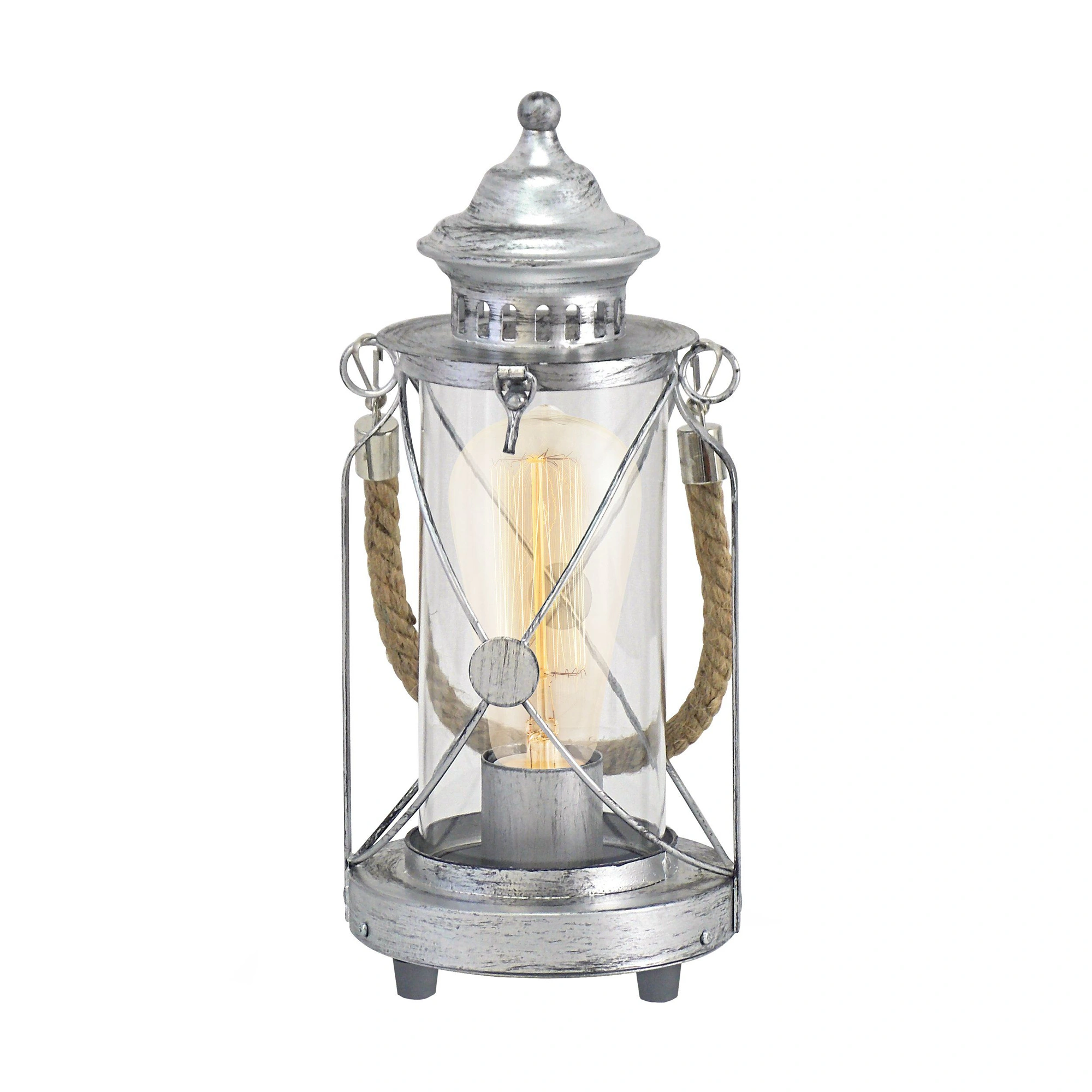 Industrial Table Lamp, Fully Modern Night stand Lamp, Glass Shade Bedside Desk Lamp for Bedroom Living Room Office, 6W 3000K LED Bulb Included 1XE27 SILVER 14cm BRADFORD 49284-EGLO - Image 2