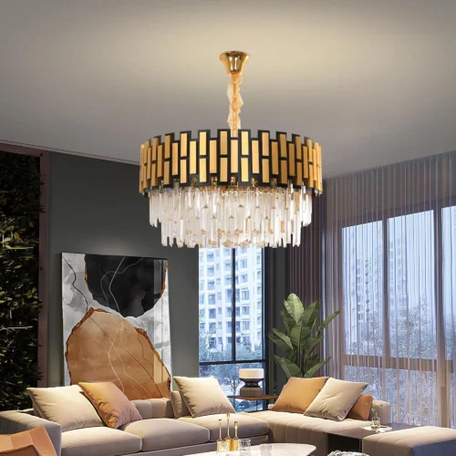 Chandeliers Modern Crystal Chandeliers, Round Gold Crystal Chandelier, Contemporary Luxury Pendant Ceiling Lighting Fixture for Dining Living Room Kitchen Island Bedroom Foyer Hallway (60 * 39cm) - Image 2