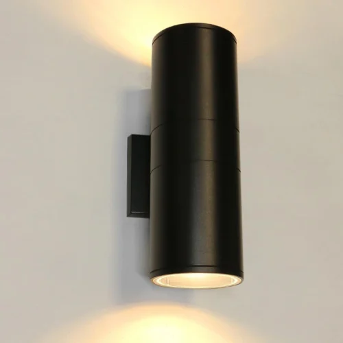 Outdoor Wall Lights,Bling Patio Exterior Wall Light Fixture, Stainless Steel IP65 Wall Mount Cylinder Design, Up Down Light Fixture for Porch, Backyard and Front Door 6033B-E27-M-EGX