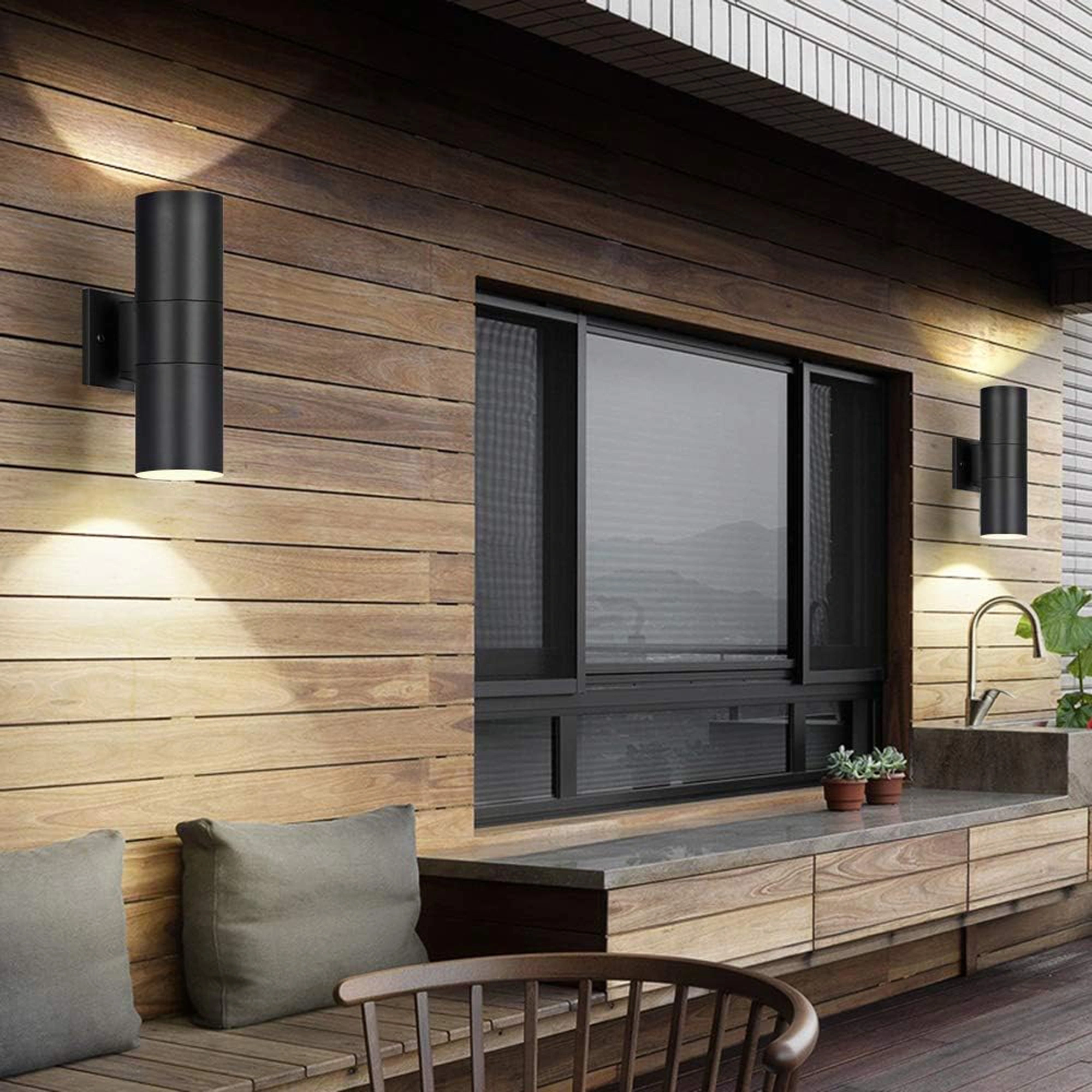 Outdoor Wall Lights,Bling Patio Exterior Wall Light Fixture, Stainless Steel IP65 Wall Mount Cylinder Design, Up Down Light Fixture for Porch, Backyard and Front Door 6033B-E27-M-EGX - Image 4