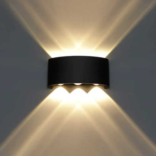 6W Waterproof Modern Wall Sconces LED Wall Light Up Down Aluminum Wall Lamp LED Indoor Outdoor for Bathroom Bedroom Living Room Porch Stairs Hotels Garden Pathway, Black 3000K B2327-BK-ELSEWEDY - Image 2