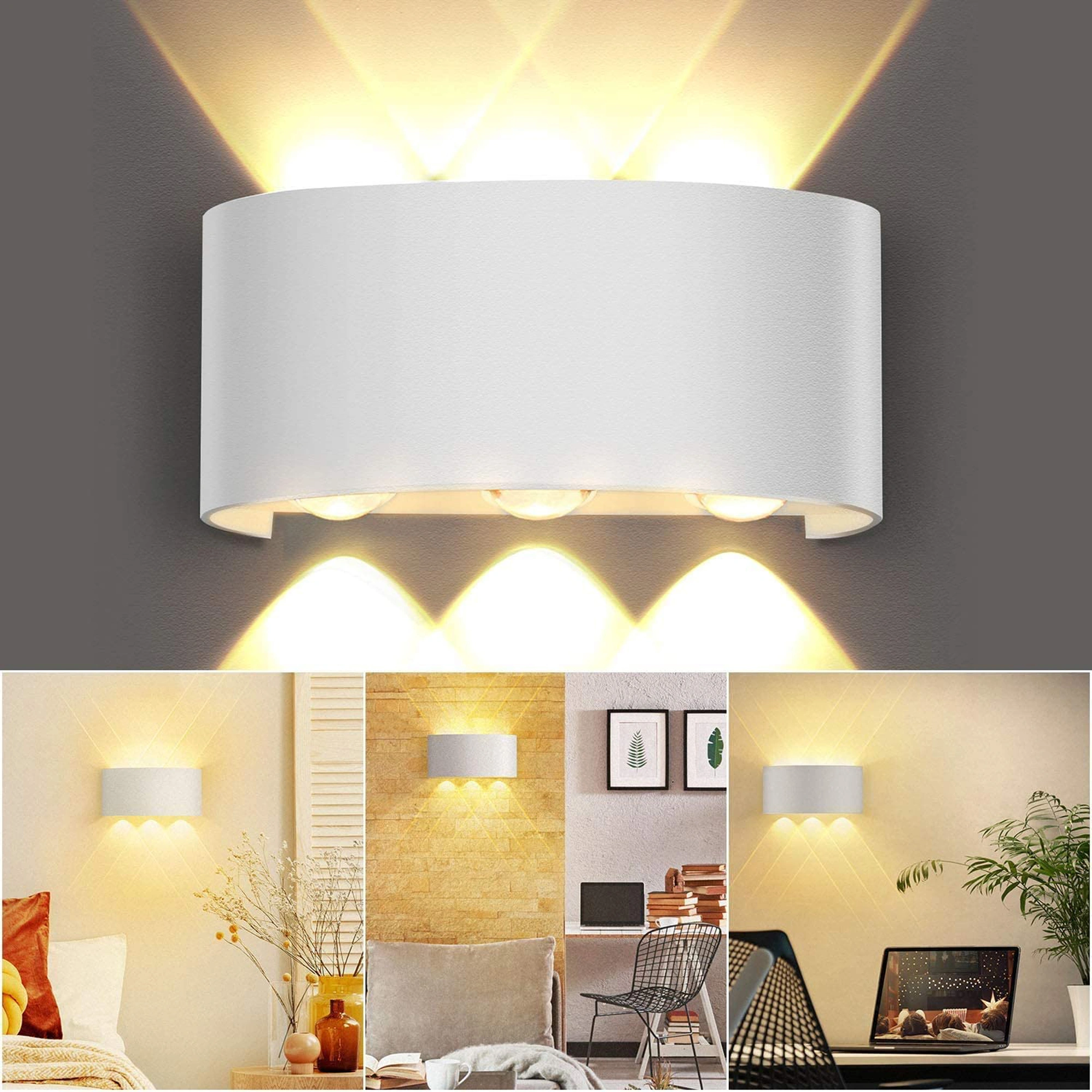 6W Waterproof Modern Wall Sconces LED Wall Light Up Down Aluminum Wall Lamp LED Indoor Outdoor for Bathroom Bedroom Living Room Porch Stairs Hotels Garden Pathway, White 3000K B2327-WH-ELSEWEDY