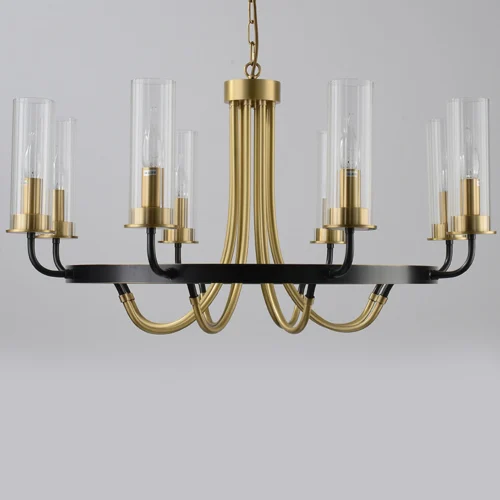 Modern Chandelier Living Room Bedroom Dining Room Model Room Villa, Hanging Light, E14 American Light Luxury Copper Chandelier Lighting, Designer Simple Glass During Lighting-Copper and Black 8 Head 7516-8-ELSEWEDY - Image 13