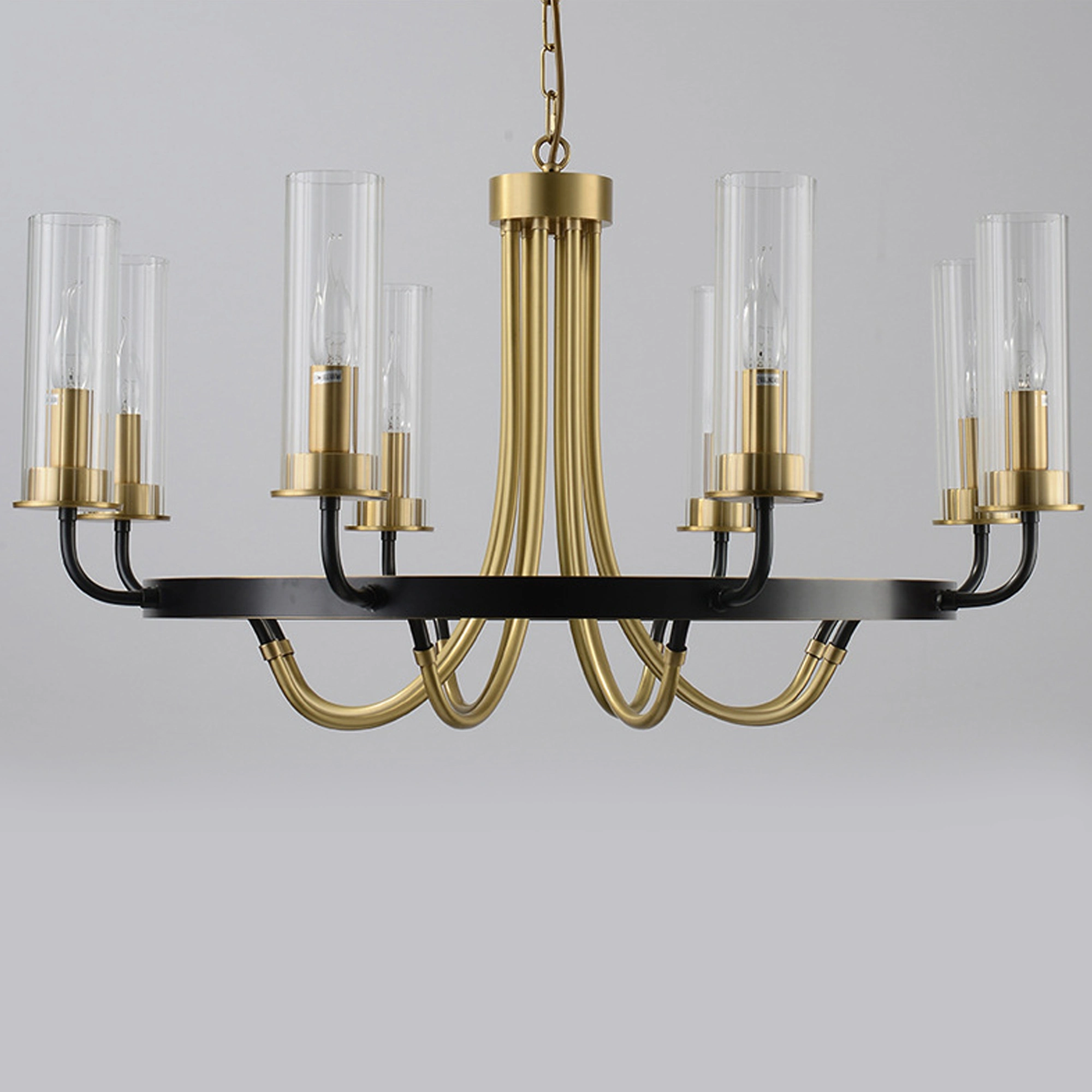Modern Chandelier Living Room Bedroom Dining Room Model Room Villa, Hanging Light, E14 American Light Luxury Copper Chandelier Lighting, Designer Simple Glass During Lighting-Copper and Black 8 Head 7516-8-ELSEWEDY - Image 13