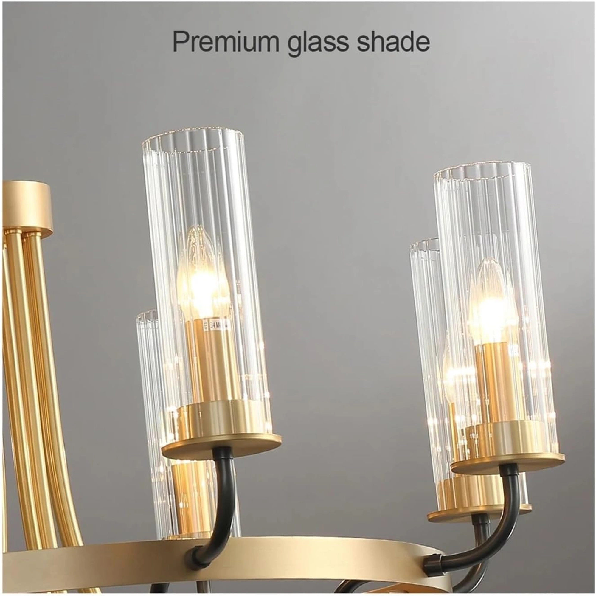 Modern Chandelier Living Room Bedroom Dining Room Model Room Villa, Hanging Light, E14 American Light Luxury Copper Chandelier Lighting, Designer Simple Glass During Lighting-Copper and Black 8 Head 7516-8-ELSEWEDY - Image 6