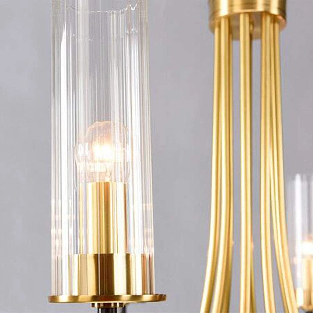 Modern Chandelier Living Room Bedroom Dining Room Model Room Villa, Hanging Light, E14 American Light Luxury Copper Chandelier Lighting, Designer Simple Glass During Lighting-Copper and Black 8 Head 7516-8-ELSEWEDY - Image 7