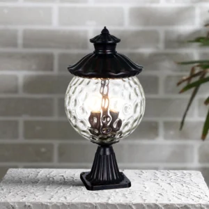 Glass Gate Lamp for Pillars – Waterproof Outdoor Decorative Light | Garden/Pillar/Gate Lamp | Exterior Home Lighting | IP44 E14 Base | ELSEWEDY