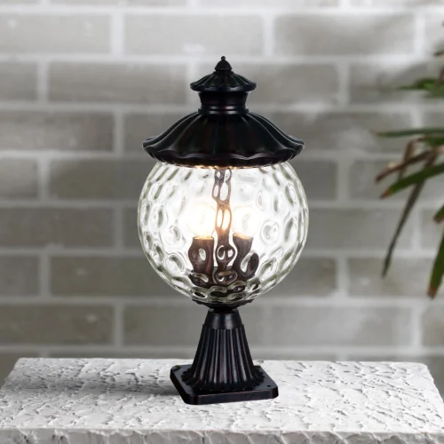 Glass Gate Lamp for Pillars – Waterproof Outdoor Decorative Light | Garden/Pillar/Gate Lamp | Exterior Home Lighting | IP44 E14 Base | ELSEWEDY