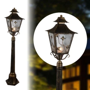ELSEWEDY Bollard Garden Light IP44, Outdoor E27 Post Lamp, European Retro Style, 40W, Waterproof Stand Light, 220V, W23 x H114 cm, No Bulb Included