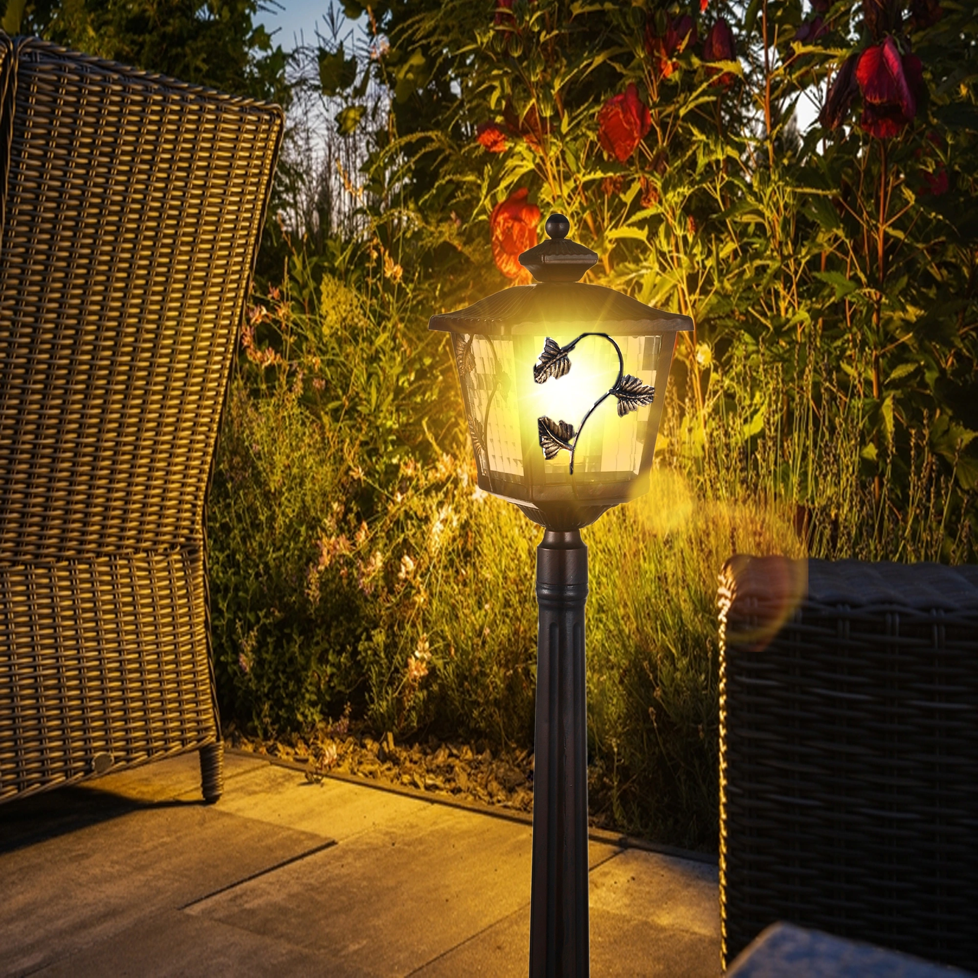 ELSEWEDY Bollard Garden Light IP44 E27 | 0.75m Outdoor Lawn Light | Waterproof Traditional Art Garden Lamp | Exterior Landscape Pathway Post Lighting | Aluminum & Glass Street Light - Image 2