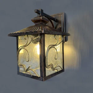 Outdoor Light Fixtures Wall Mount, Brown Exterior Sconce Lights Waterproof, Dusk to Dawn Porch Light with Beveled Glass, 100% Aluminum Outdoor Wall Lantern for Garage, Outside Lights for Patio IP44 E27 8311-1WS-ELSEWEDY