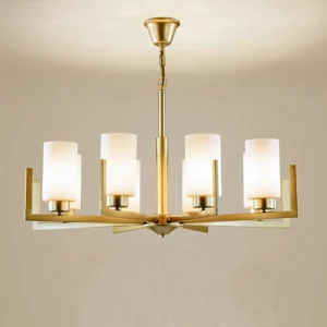 Pendant Light, Retro Minimalist Chandeliers Compatible with Dining Room Living Room Bedroom Glass Led Pendant Light Gold Hanging Lamps E27*8, 50*45 cm good material 8748/8-ELSEWEDY