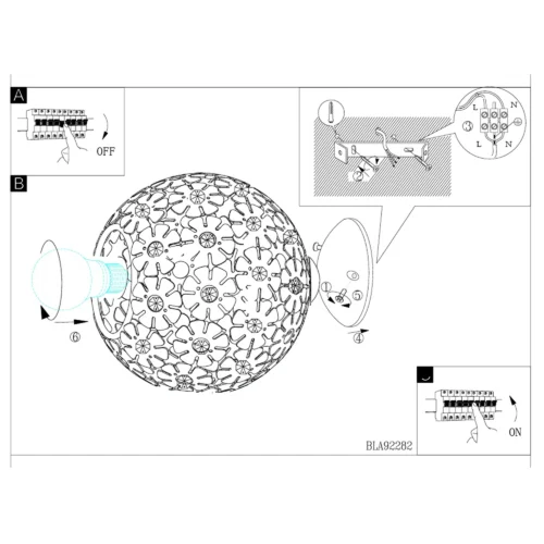 Ceiling Light 20x18cm White Crystal HANIFA 92282-EGLO - Image 5