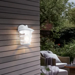Eglo Wall Light Fitting, Flush Mount for Wall or Ceiling, E27 Lamp, Aluminum Housing, Water-Proof for Outdoor, White Finish ALORIA 93403-EGLO
