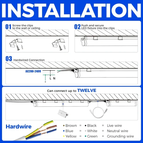 Led Batten Light 2ft 60cm, T5 Led Tube Lights, 900lm 9W 3000K-4000K-6500K Super Bright, Day White-Cool White-Warm White- LED Garage Workshop Lighting, Wall and Ceiling Batten Lights 9W-T5-ELSEWEDY - Image 9