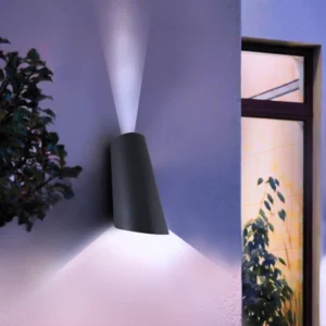 Modern LED Outdoor Wall Light, IP65 Waterproof Up Down Sconce, 11W 3000K Warm White, Black Aluminum Exterior Wall Lamp for Porch, Patio, Garage, Doorway (Hardwired) AS070-11W-WW-EGYLUX