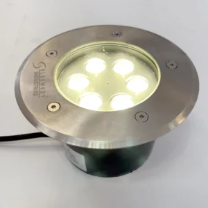 6W In-Ground LED Lights, 3000K Warm White, Ø15 x 9 cm Round Buried Uplights, Stainless Steel IP67 Waterproof Landscape Lights, Outdoor Deck In-Ground Floor Spotlights with Tempered Glass Cover (1-Pack)