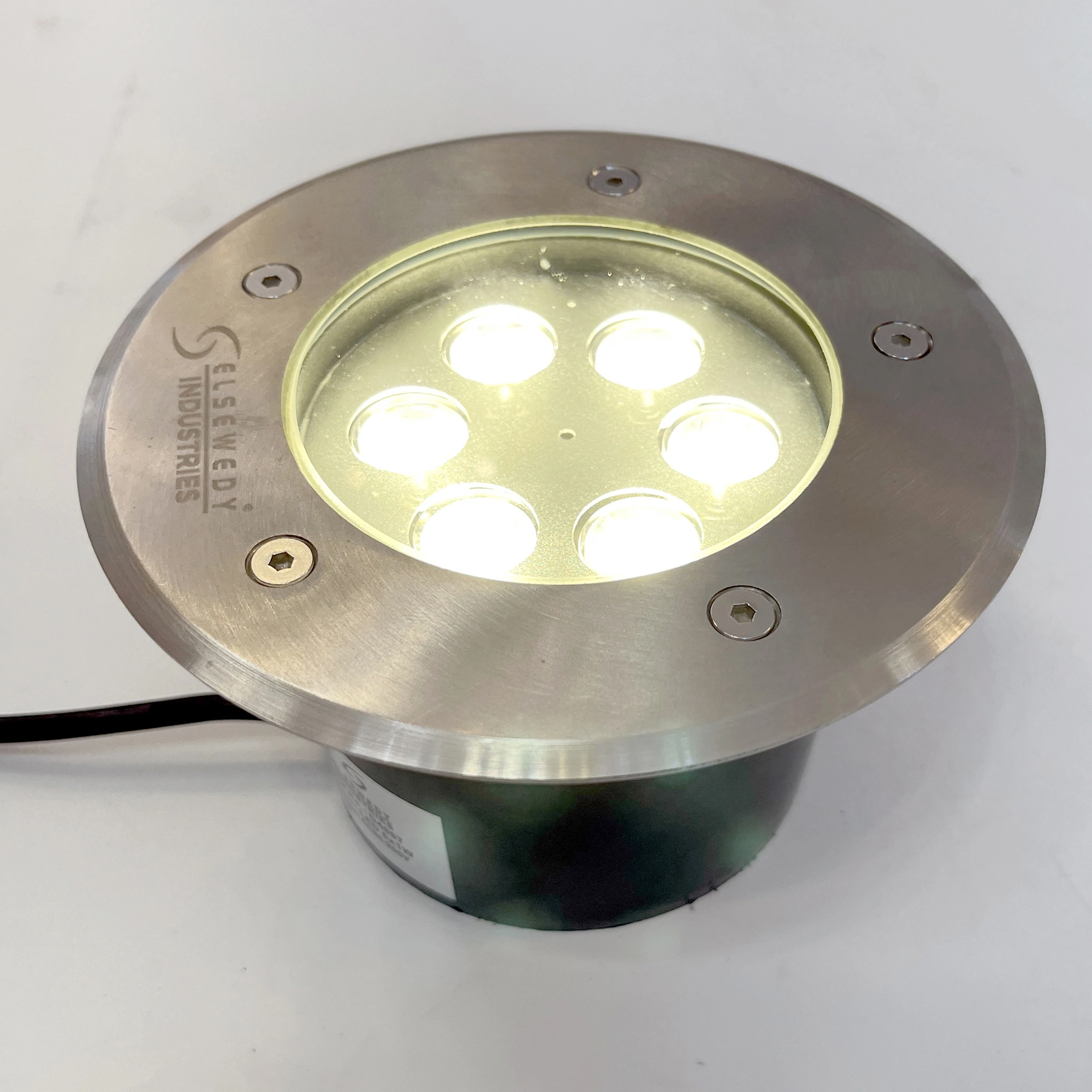 6W In-Ground LED Lights, 3000K Warm White, Ø15 x 9 cm Round Buried Uplights, Stainless Steel IP67 Waterproof Landscape Lights, Outdoor Deck In-Ground Floor Spotlights with Tempered Glass Cover (1-Pack)