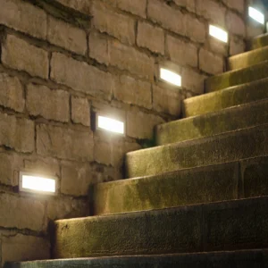 6W LED Step Light Elsewedy – IP67 Waterproof Stainless Steel Wall Fixture with Horizontal Louver – Indoor/Outdoor Stairway Lighting – 3000K Warm White – Modern Recessed Light