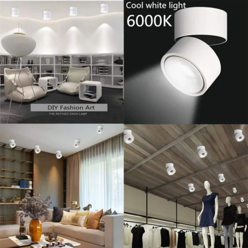 12W LED Ceiling Spotlight – 360° Adjustable Surface Mounted COB Light for Indoor Use – Modern Rotatable Light – Cool White | سبوت لايت سقفي LED بقوة 12 واط – قابل للتعديل 360 درجة – إضاءة COB مثبتة على السطح - Image 5