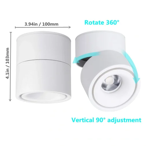 12W LED Ceiling Spotlight – 360° Adjustable Surface Mounted COB Light for Indoor Use – Modern Rotatable Light – Cool White | سبوت لايت سقفي LED بقوة 12 واط – قابل للتعديل 360 درجة – إضاءة COB مثبتة على السطح - Image 2