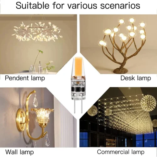 G4 Led Bulb 1.5W, Warm White 3000K, AC/DC12V-24V 1505 COB Led Light Bulbs Equivalent to 20W T3 JC Type Bi-Pin G4 Base Halogen Bulb LED-G4-3000K - Image 4