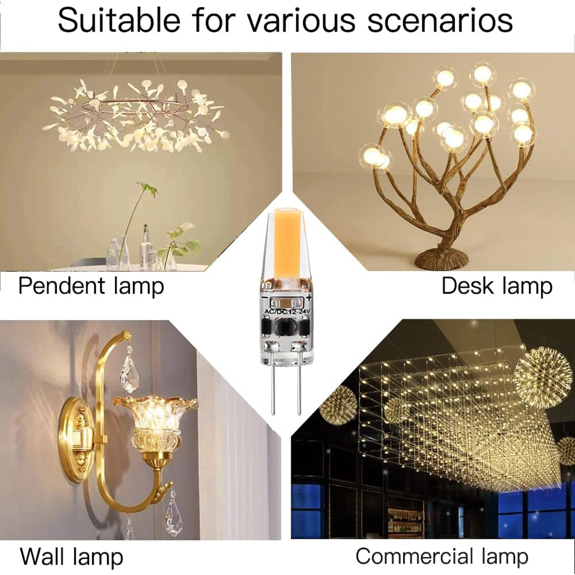 G4 Led Bulb 1.5W, Warm White 3000K, AC/DC12V-24V 1505 COB Led Light Bulbs Equivalent to 20W T3 JC Type Bi-Pin G4 Base Halogen Bulb LED-G4-3000K - Image 4