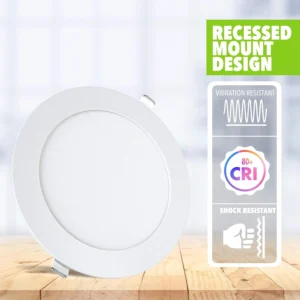 Egylux LED Panel Ceiling Light Round Recessed 24W – Ø30 cm | 6500K Cool White | Ultra-Slim Flush Mount Fixture | Ø27 cm Cut-Out | Energy Saving LED Downlight for Home, Office, Kitchen