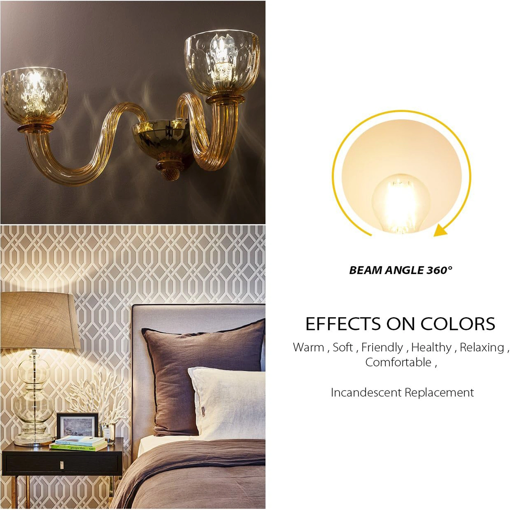 G45 LED Filament Bulb, Dimmable, 4.5W (60W Equivalent), 500 Lumens, Vintage Edison LED Globe Bulb, 2700K Warm White, E26 Medium Base G45-4.5W-3000K-DIM - Image 5