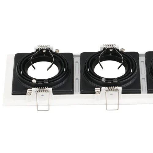 Square White and Black Matte Recessed Spotlight Frame 3xMR16 Fixture Aluminum Frame Recessed Spotlight Including GU10 Socket for LED, Halogen Ceiling Spot Recessed Lights Hole H-700-3-SQ-WH+BK - Image 3